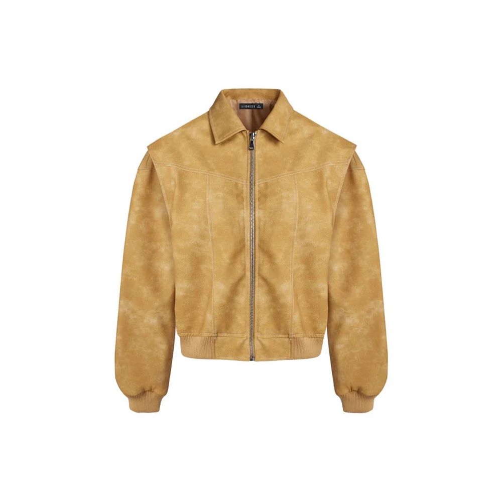 NWT Lioness Mustard Yellow Suede Cropped Zip Jacket - Picture 4 of 7
